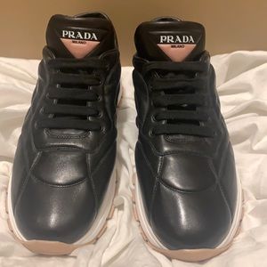Prada Prax 01 Nappa sneakers (Black/white/pink)